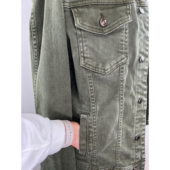 ZARA Olive Green Long Sleeve Button-Down Collared Patch Pocket Jacket Size M - Picture 6 of 8